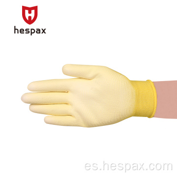 Guantes de trabajo de ensamblaje Hespax 13G Polyester EN388 PU